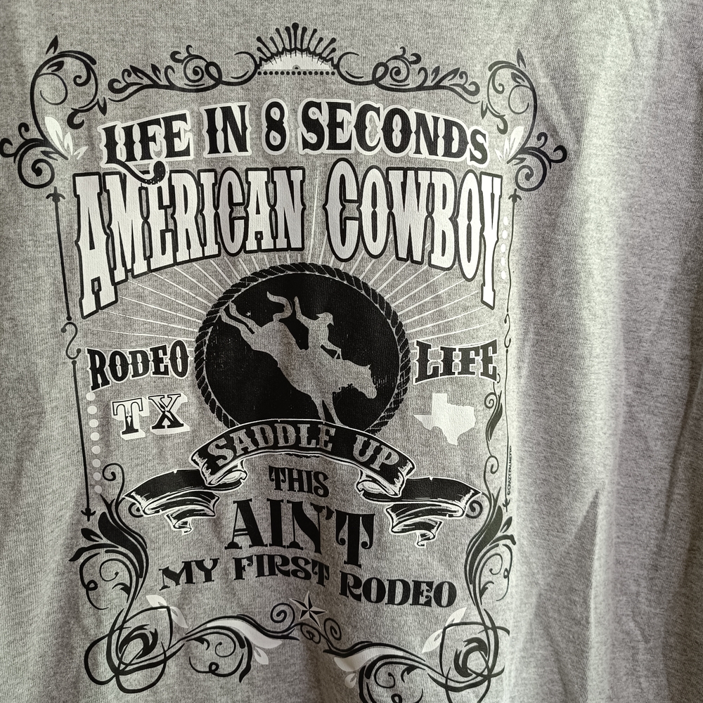 XL 8 Seconds American Cowboy Rodeo NFR T-shirt Western Country Casual Texas Dad